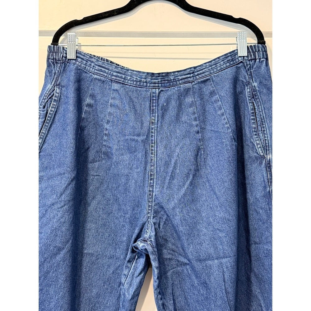Vintage Embellished Denim Pull-On Capris by Life Style Ladies Size Large