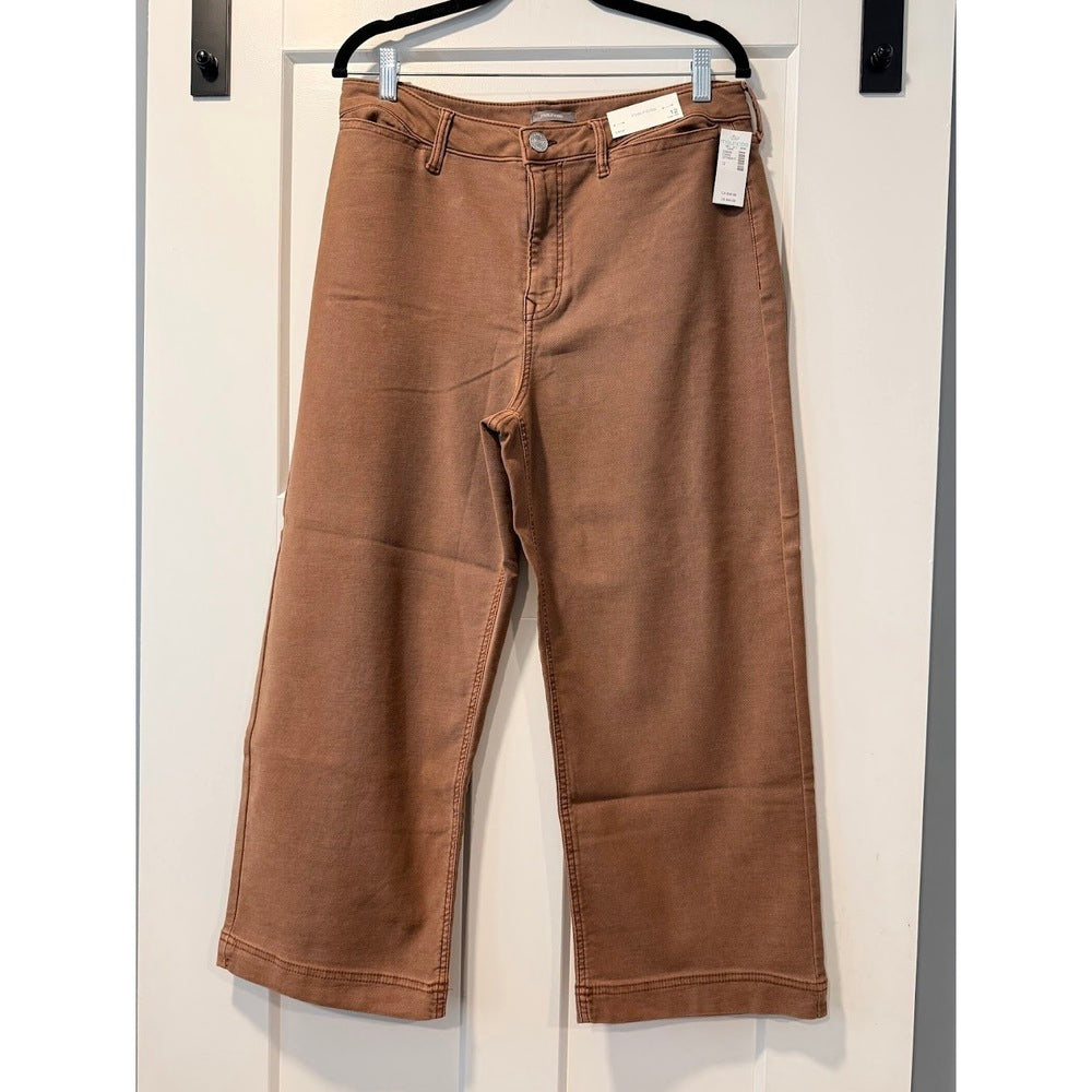NWT Maurices High Rise Brown Soft Crop Pants Ladies Size 12