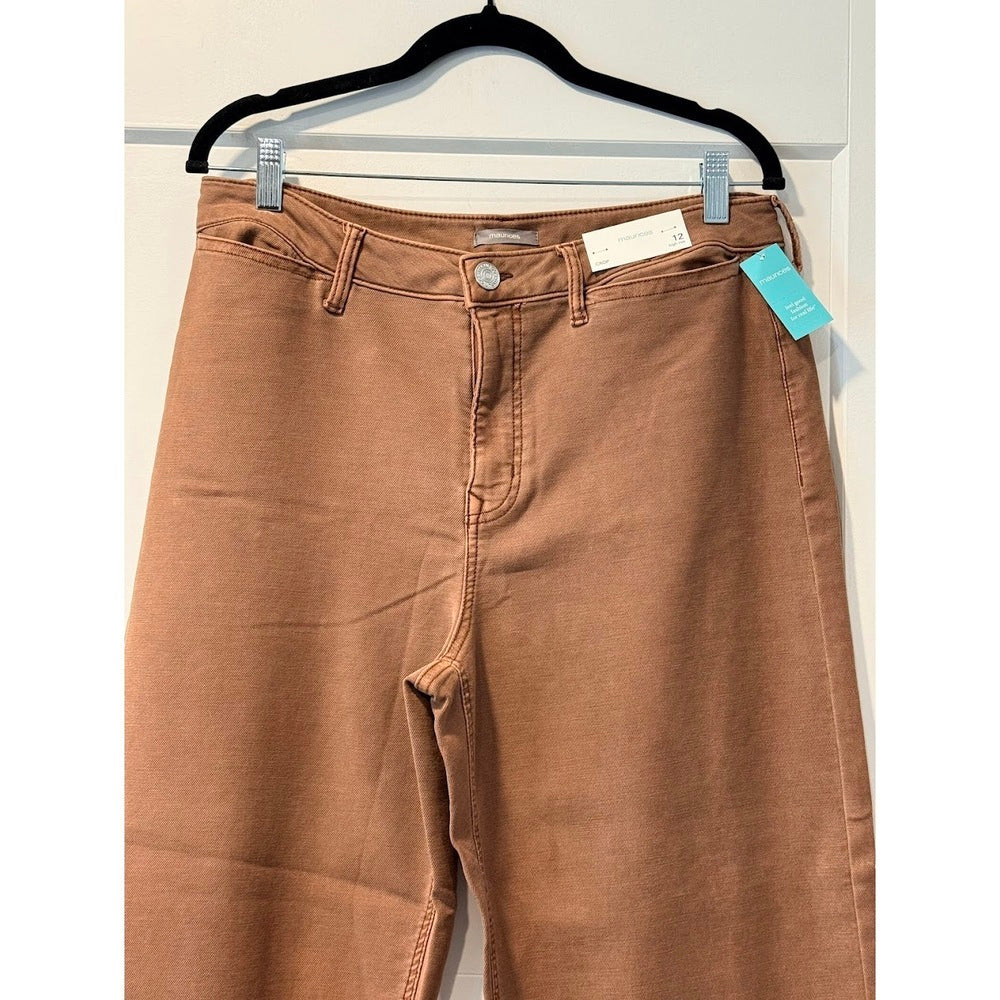 NWT Maurices High Rise Brown Soft Crop Pants Ladies Size 12