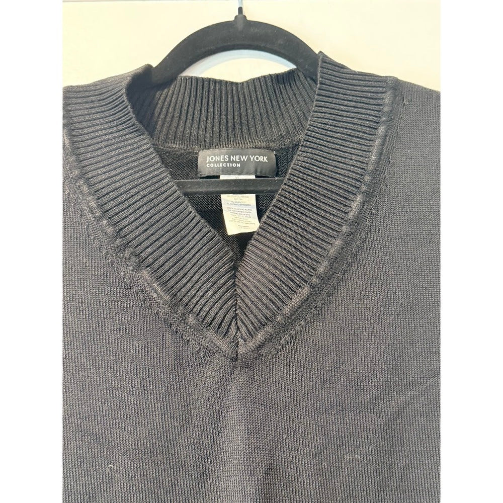 Jones New York Short-Sleeve Black V-Neck Sweater Ladies Size XL