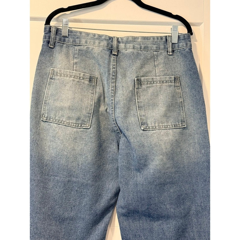 Temu Barrel Leg Medium Blue Denim Jeans Ladies Size Large
