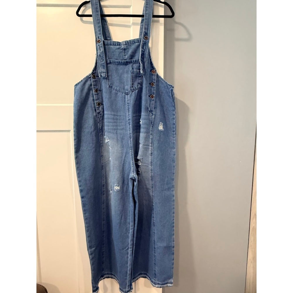 Temu Loose-Fit Denim Overalls Ladies Size Large