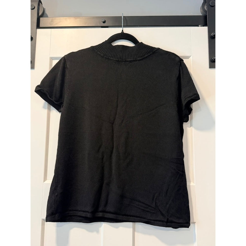 Jones New York Short-Sleeve Black V-Neck Sweater Ladies Size XL