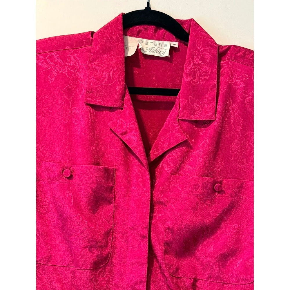 Vintage Peters & Ashley Pink Floral Patterned Polyester Blouse Ladies Sz 12