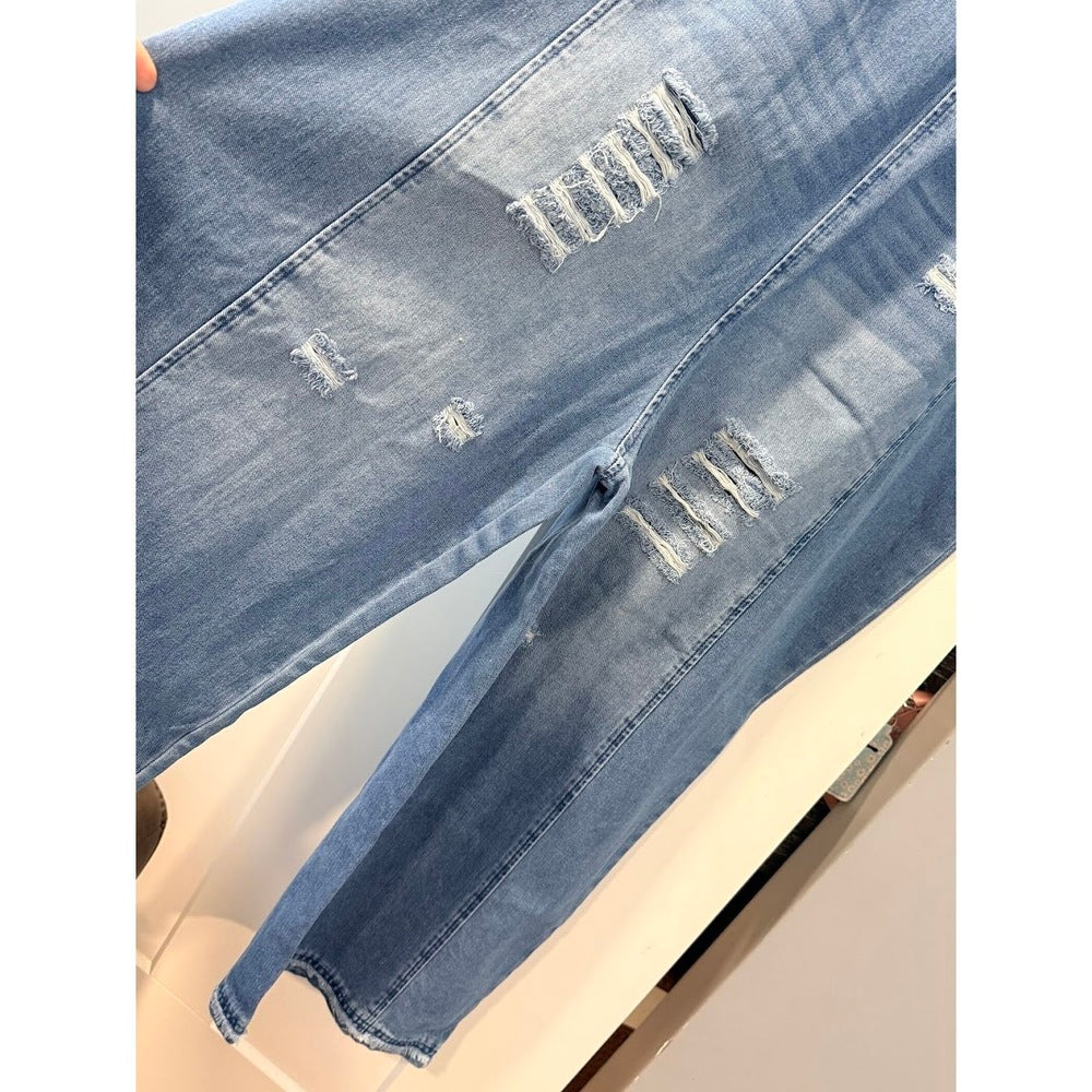 Temu Loose-Fit Denim Overalls Ladies Size Large