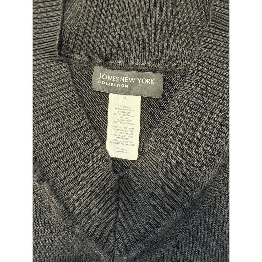 Jones New York Short-Sleeve Black V-Neck Sweater Ladies Size XL