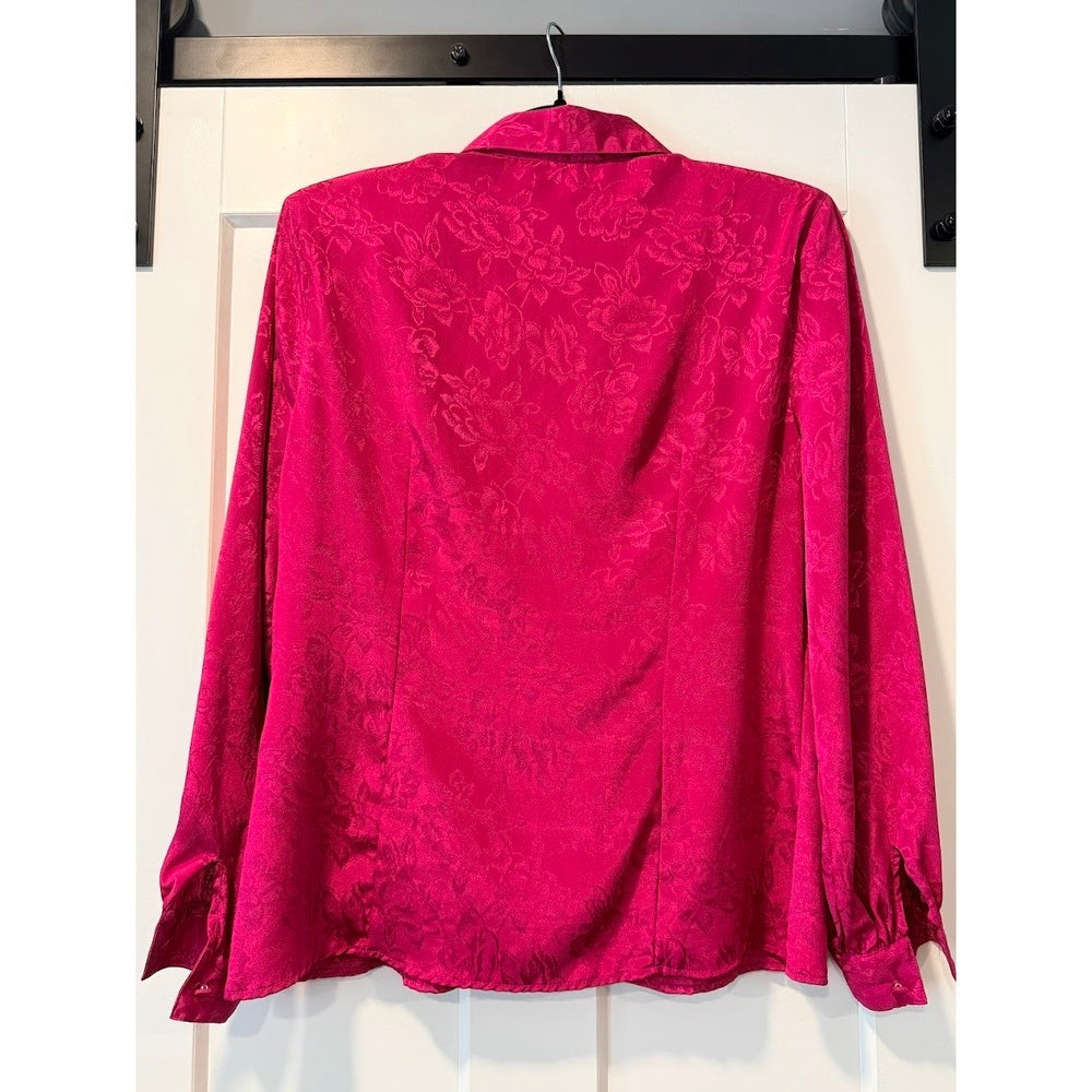 Vintage Peters & Ashley Pink Floral Patterned Polyester Blouse Ladies Sz 12
