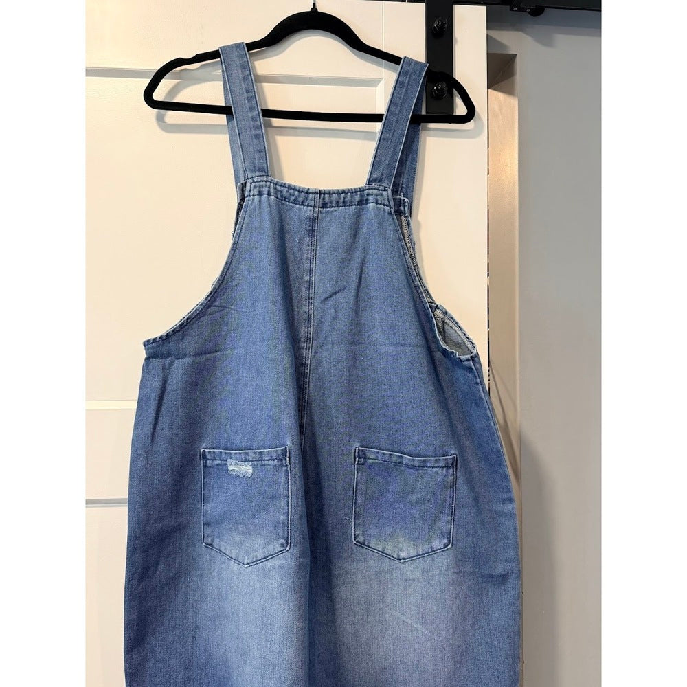 Temu Loose-Fit Denim Overalls Ladies Size Large