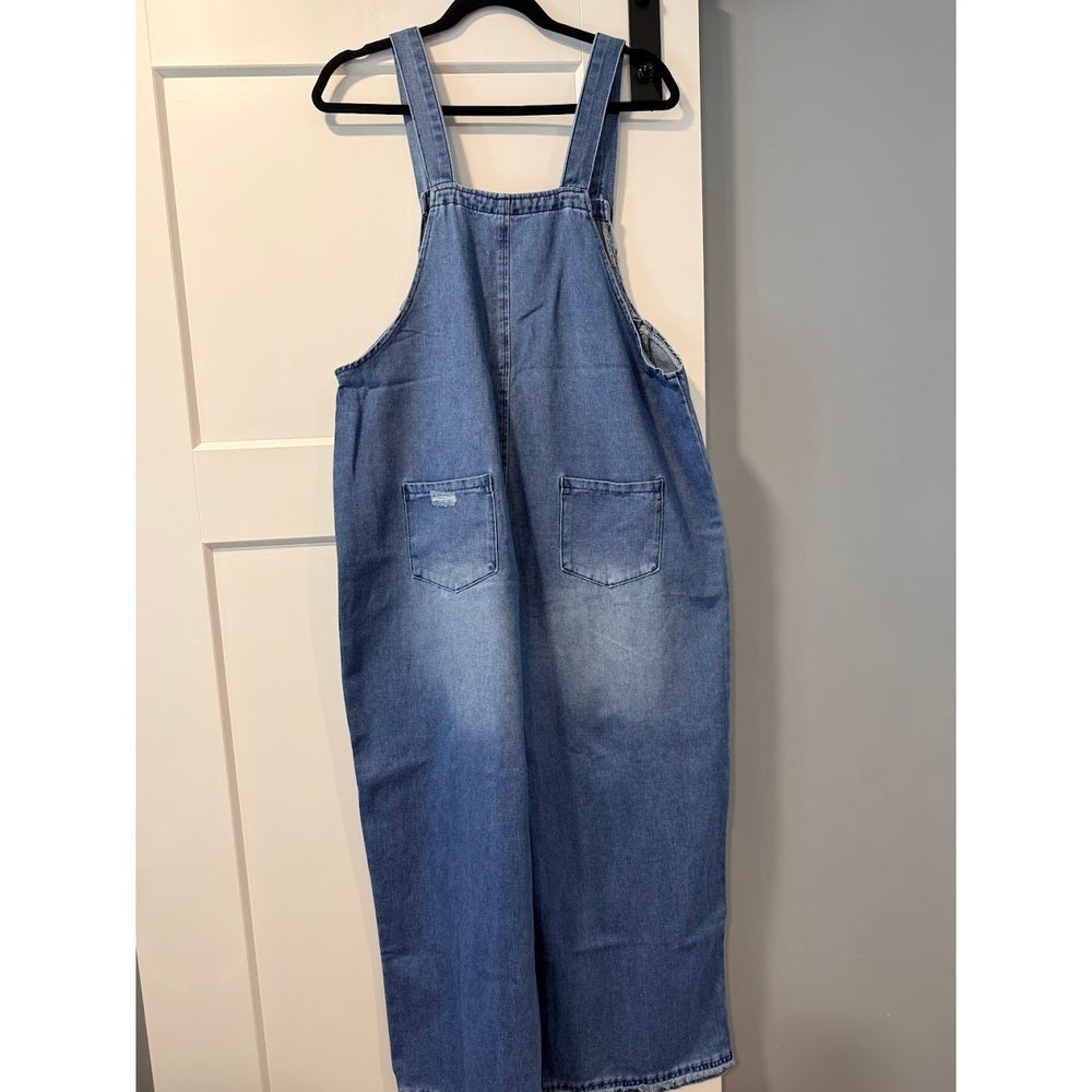 Temu Loose-Fit Denim Overalls Ladies Size Large