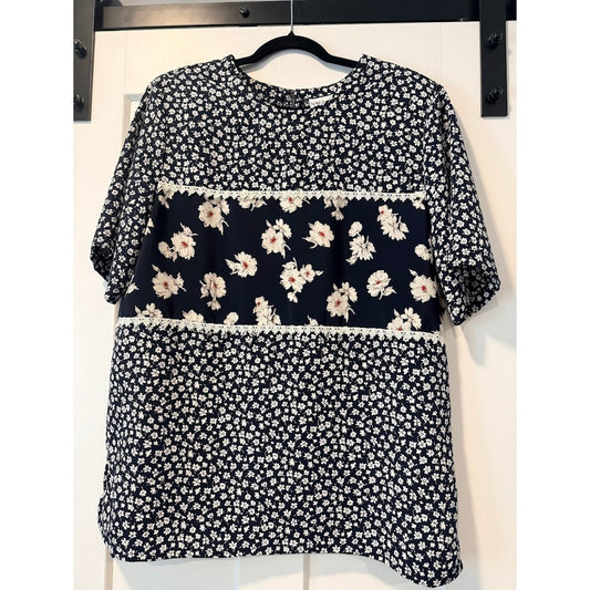 Napa Valley Mixed Floral Print Short-Sleeve Dressy Blouse Ladies Size 16