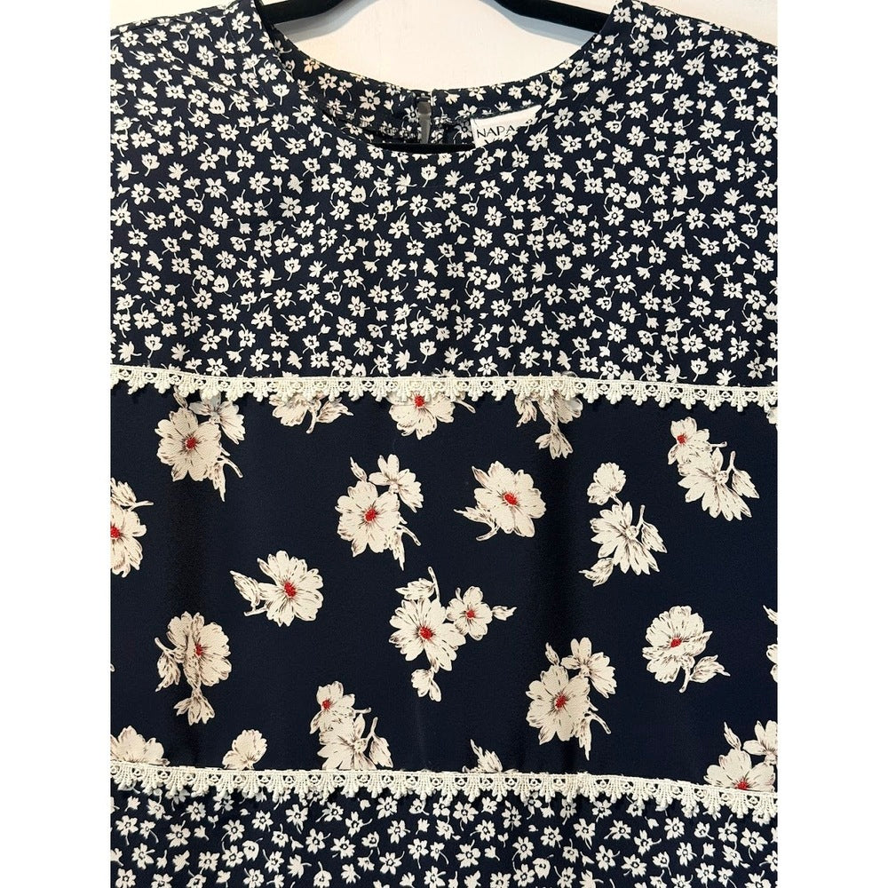 Napa Valley Mixed Floral Print Short-Sleeve Dressy Blouse Ladies Size 16