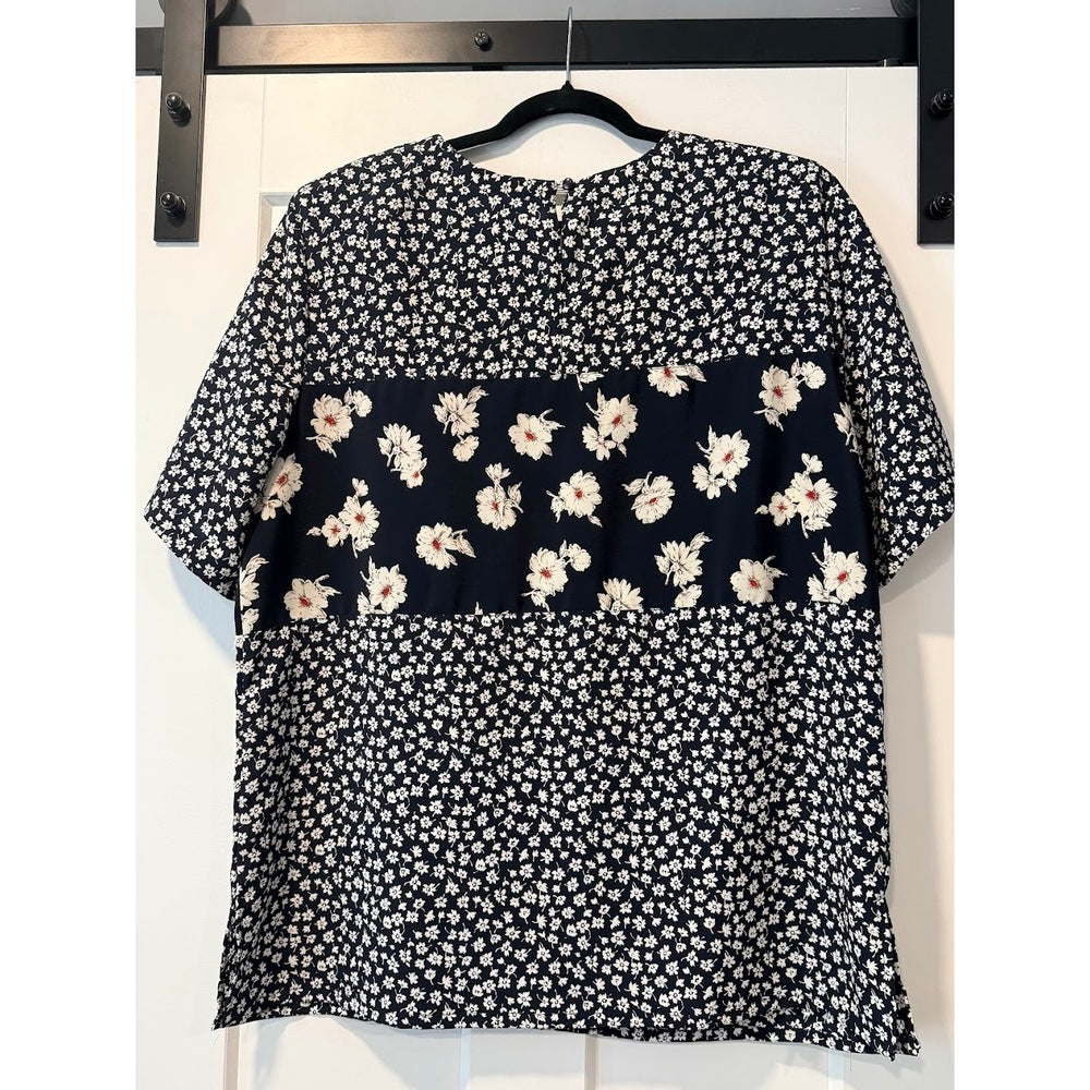 Napa Valley Mixed Floral Print Short-Sleeve Dressy Blouse Ladies Size 16