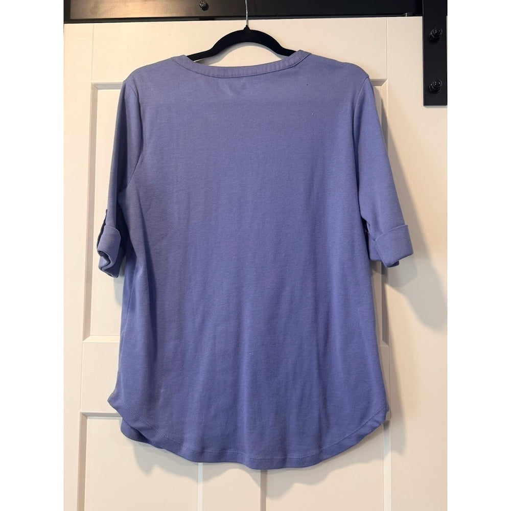Croft & Barrow Elbow-Length Knit Periwinkle Pocket Tee Ladies Size Medium