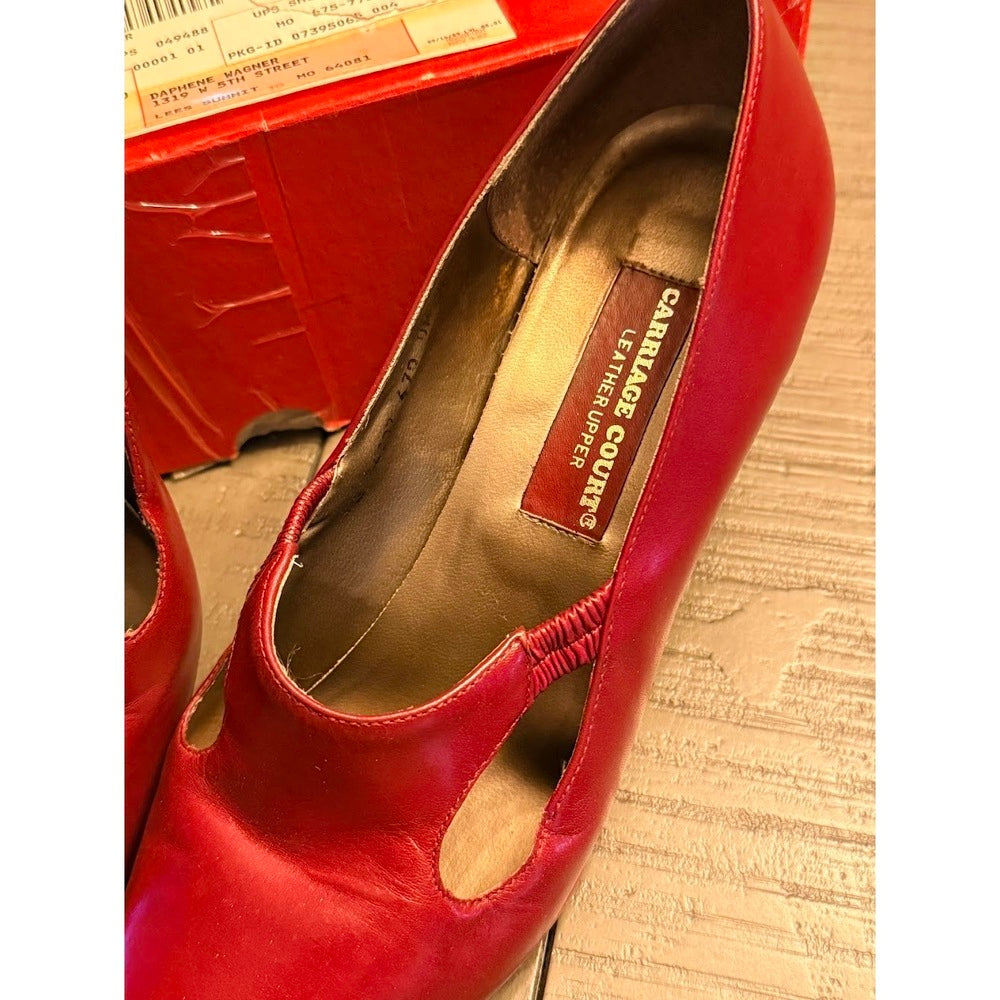 Vintage Carriage Court Dark Burgundy Leather Heels Ladies Size 10B