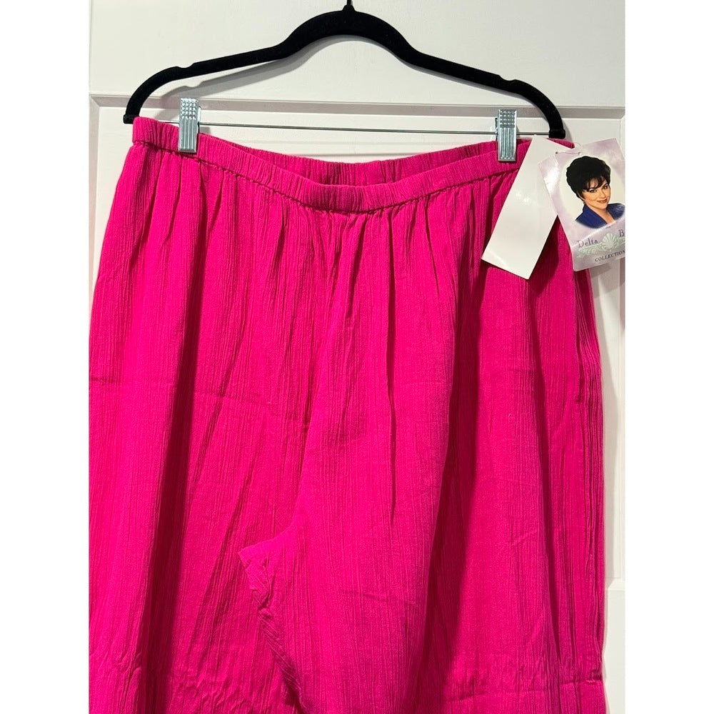 NWT Vintage Delta Burke Dark Pink Gauzy Pull-On Pants Size 2X