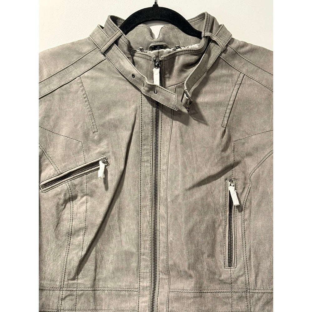 NWT Vintage Pamela McCoy Gray Leather Jacket Ladies Size 2X