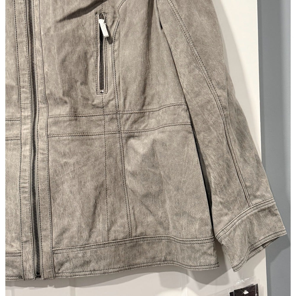 NWT Vintage Pamela McCoy Gray Leather Jacket Ladies Size 2X