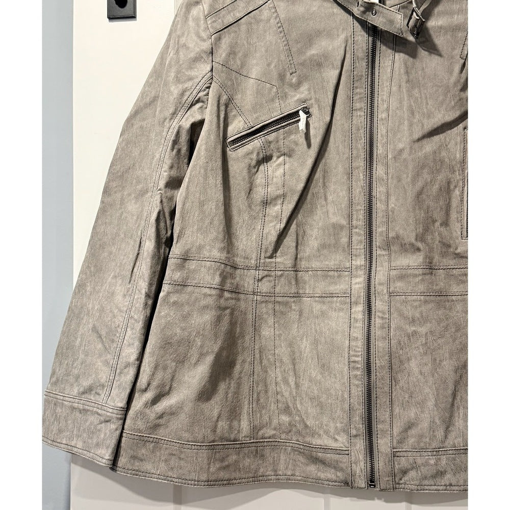 NWT Vintage Pamela McCoy Gray Leather Jacket Ladies Size 2X