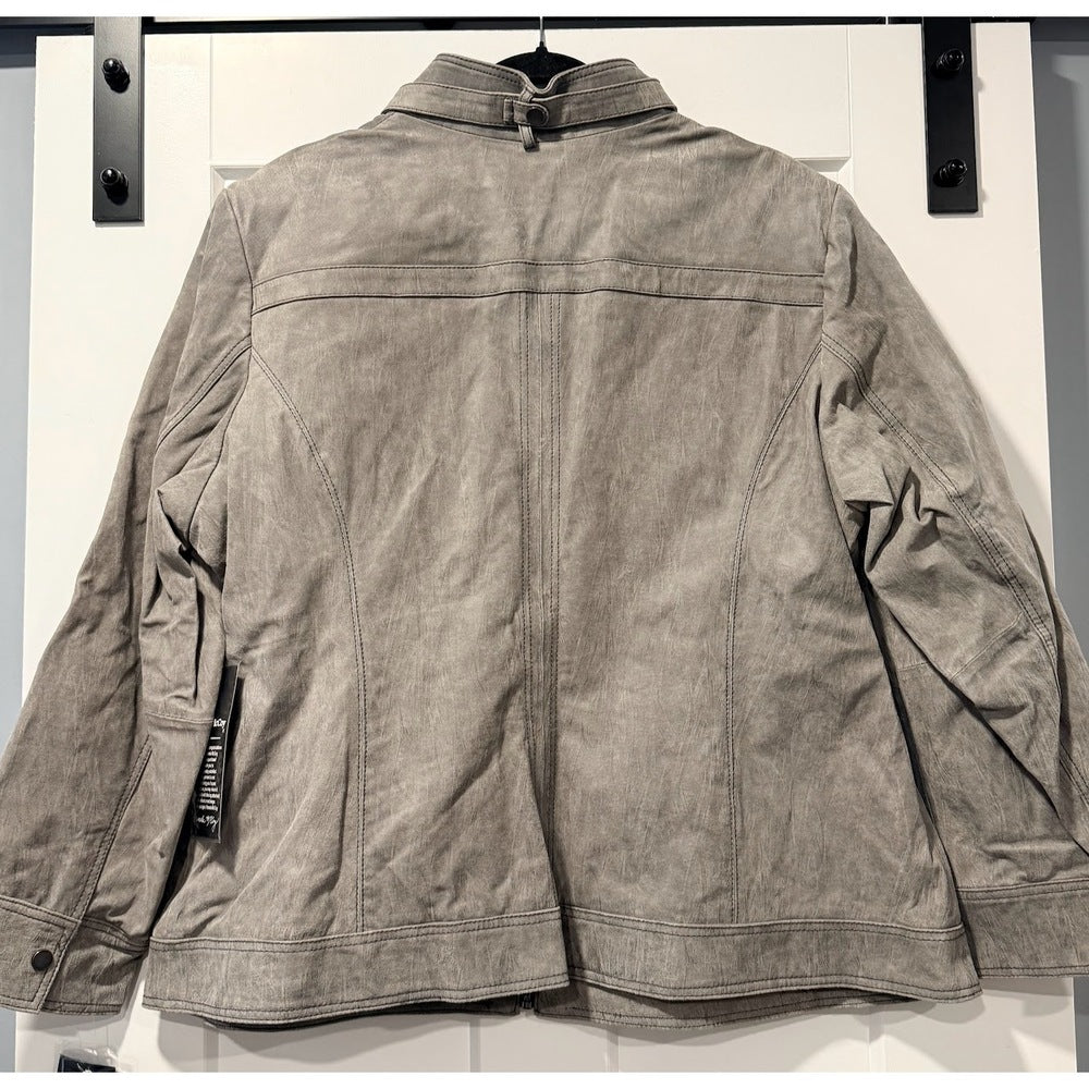 NWT Vintage Pamela McCoy Gray Leather Jacket Ladies Size 2X
