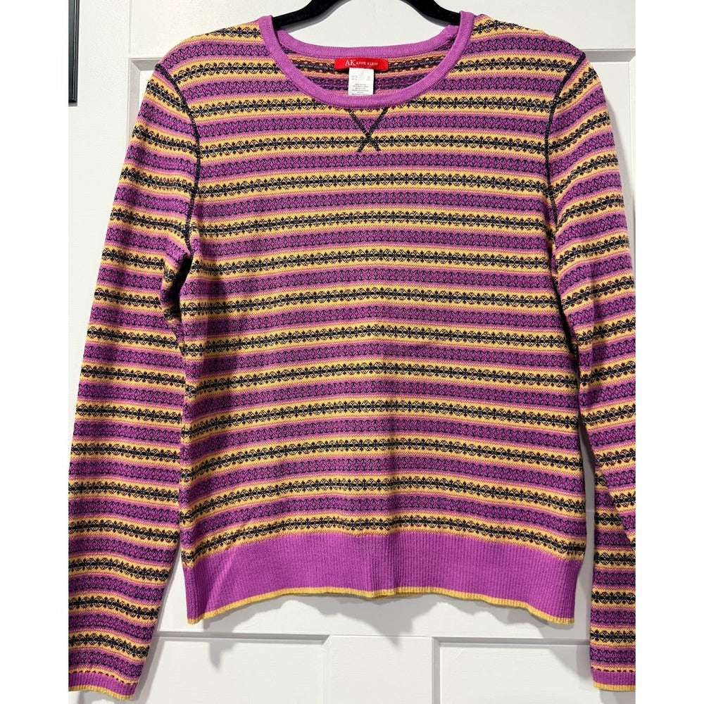 Pretty Anne Klein Stiped Pink Sweater Ladies Size Small