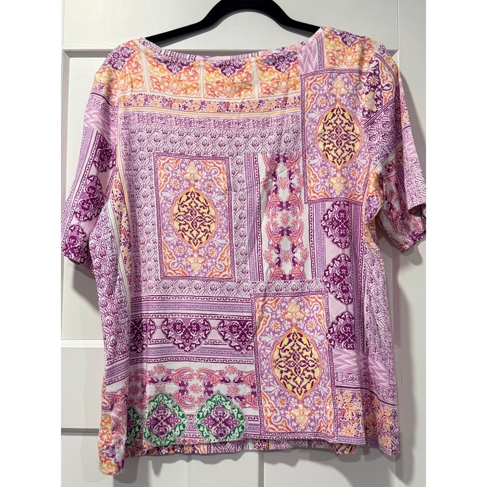 Chico's Floral & Geometric Print Short-Sleeve Tee Ladies Size Large