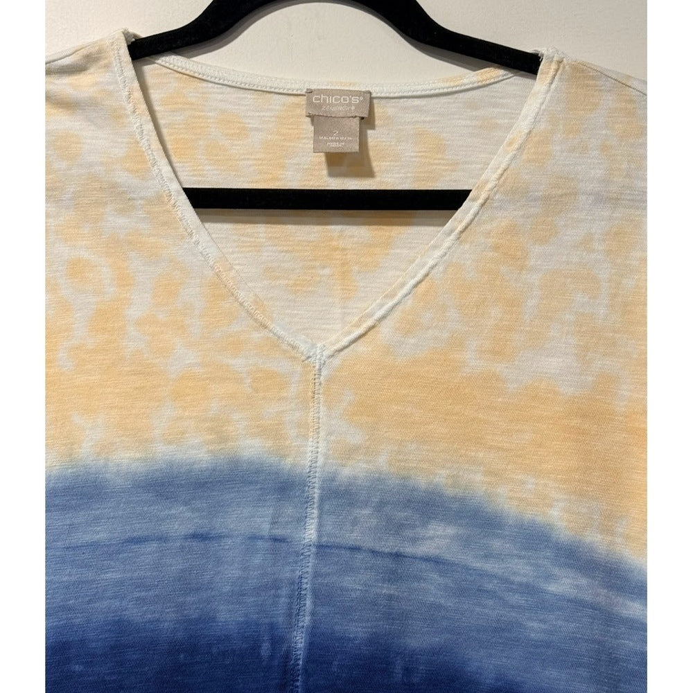 Chico's Ombre Tie-Dye 3/4-Sleeve Tee Ladies Size Large