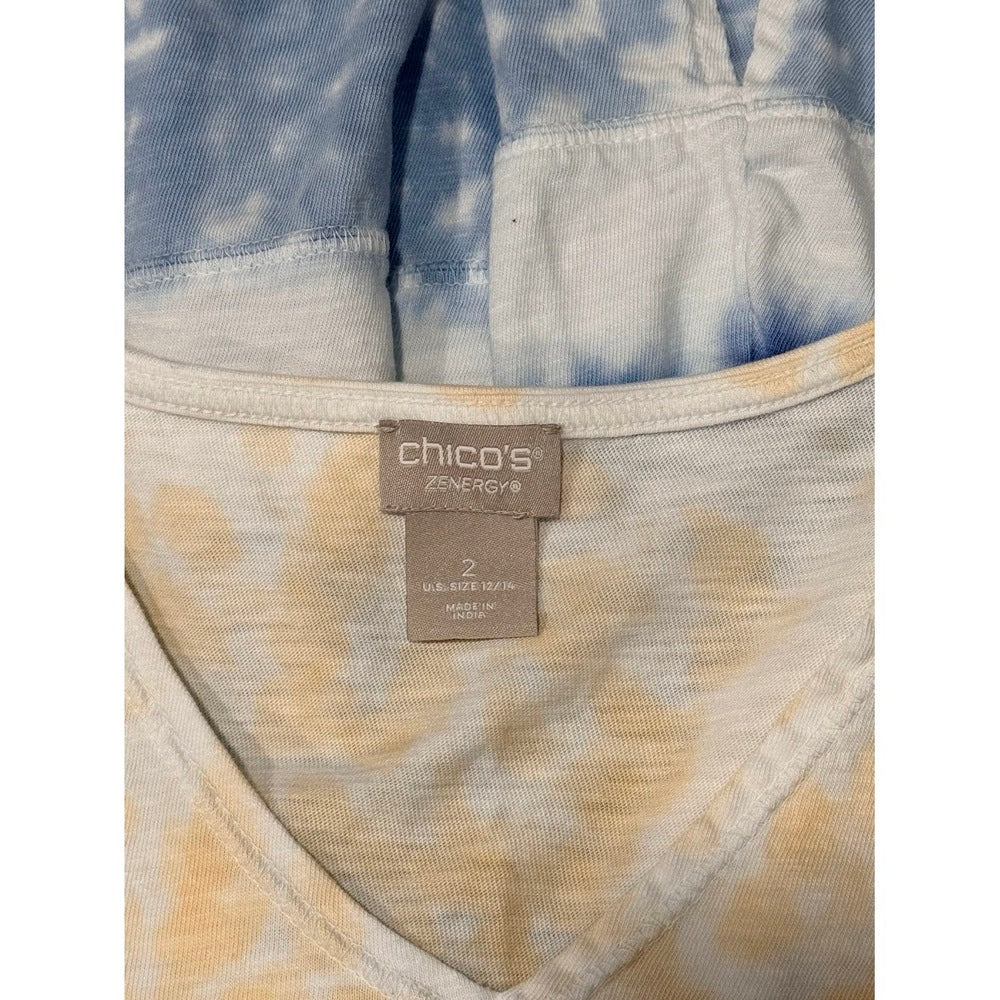Chico's Ombre Tie-Dye 3/4-Sleeve Tee Ladies Size Large