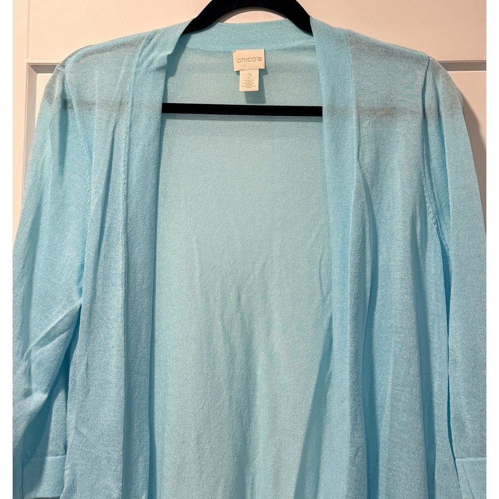 Chico's Gauzy Teal Open Side-Cinch Cardigan Ladies Size Large