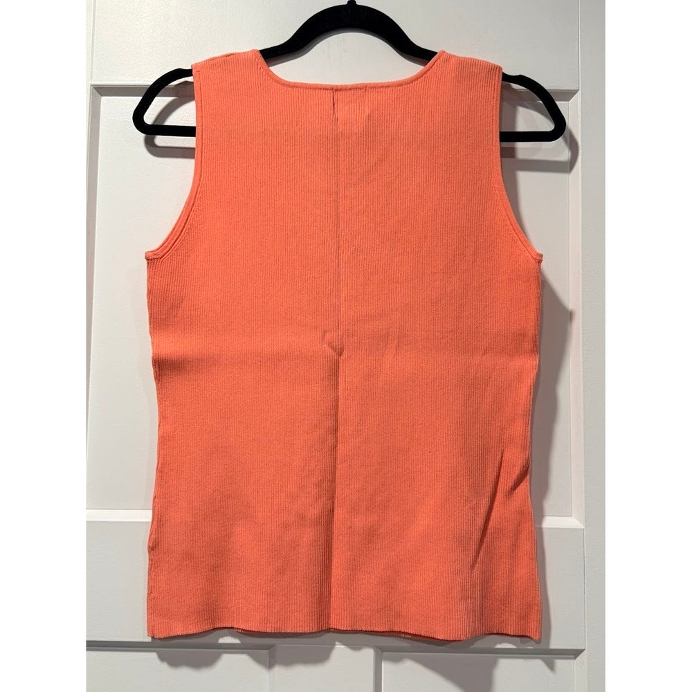 Ruby Rd. Coral Ribbed Tank With Bead Embellishments Size XL
