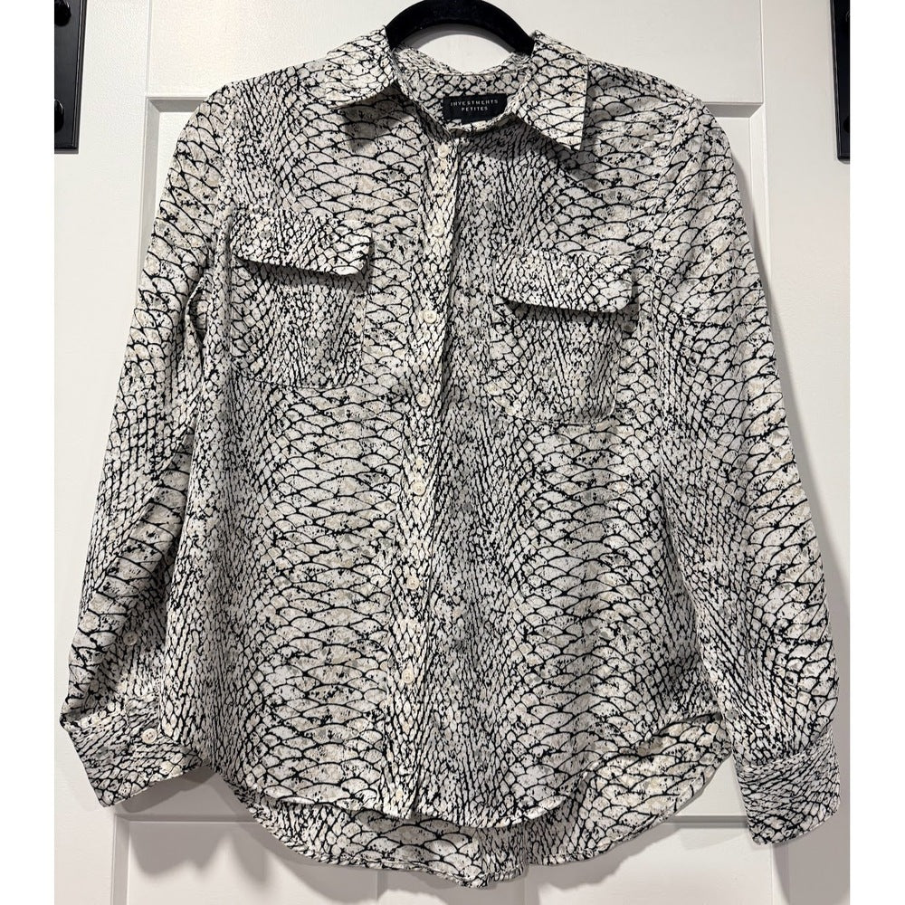 Investments Animal Print Dressy Blouse Ladies Size Small Petite
