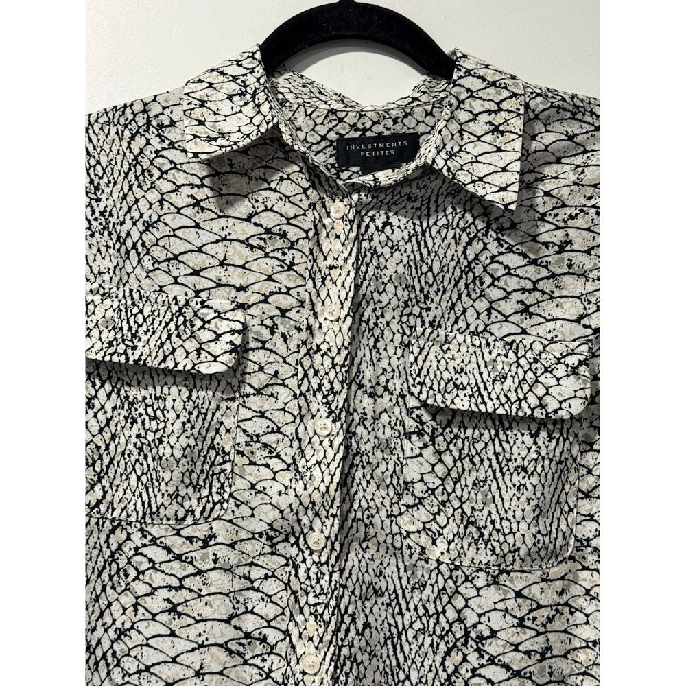 Investments Animal Print Dressy Blouse Ladies Size Small Petite