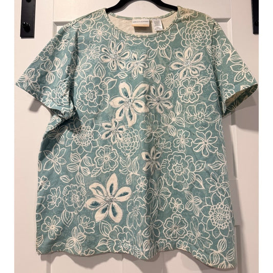 Vintage Alfred Dunner Floral Tee With Sparkles Ladies Size 1X