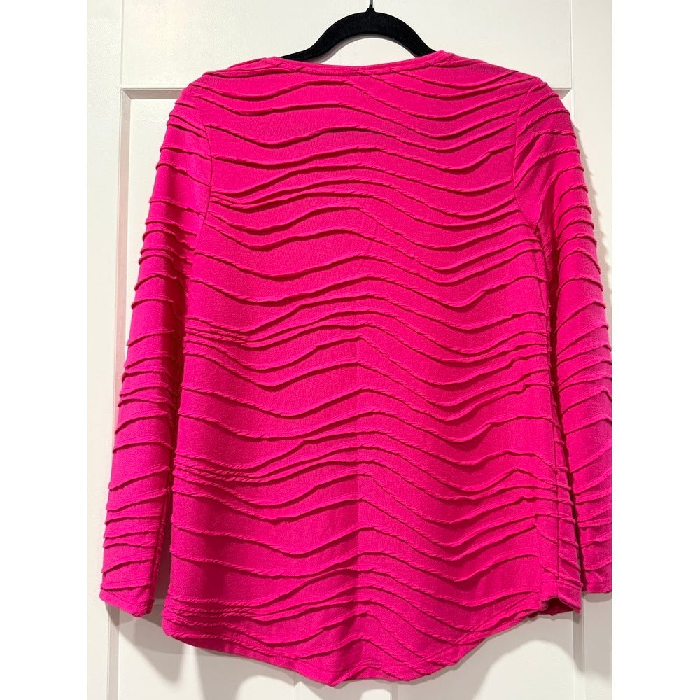 Chico's Dark Pink Textured Long-Sleeve Tee Ladies Size XS Petite