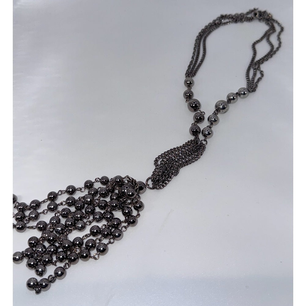 Vintage Multi-strand Ball-Beaded Chain With Chandelier Tassel