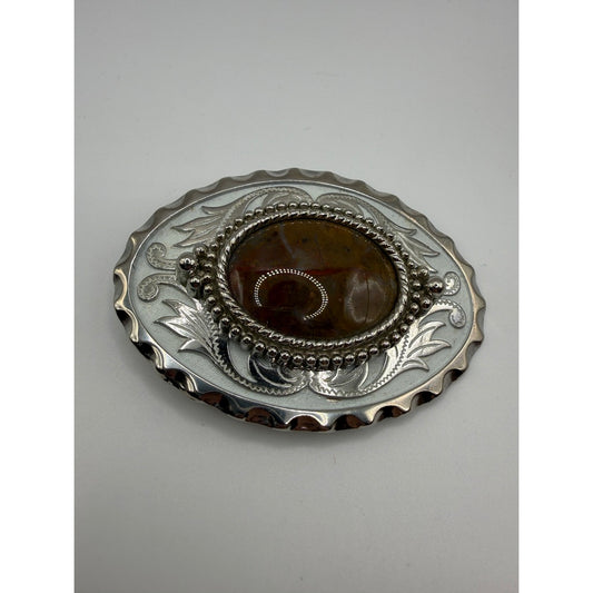 Vintage Silver w/ Precious Stone Belt Buckle