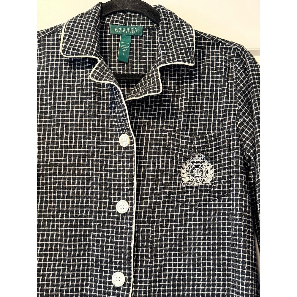 Ralph Lauren Flannel Pajama Set Black & White Size Small