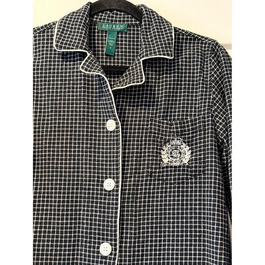 Ralph Lauren Flannel Pajama Set Black & White Size Small