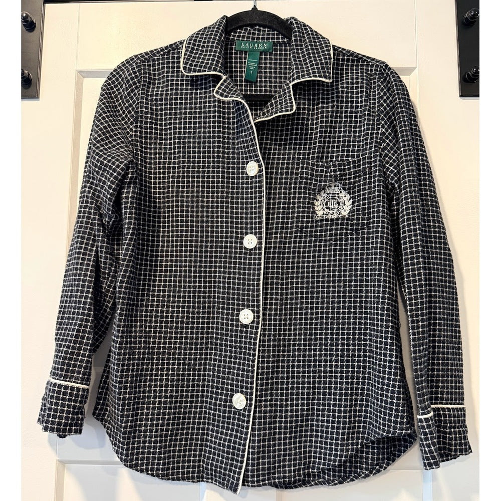 Ralph Lauren Flannel Pajama Set Black & White Size Small