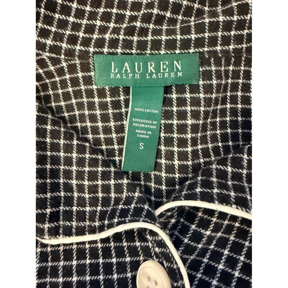 Ralph Lauren Flannel Pajama Set Black & White Size Small
