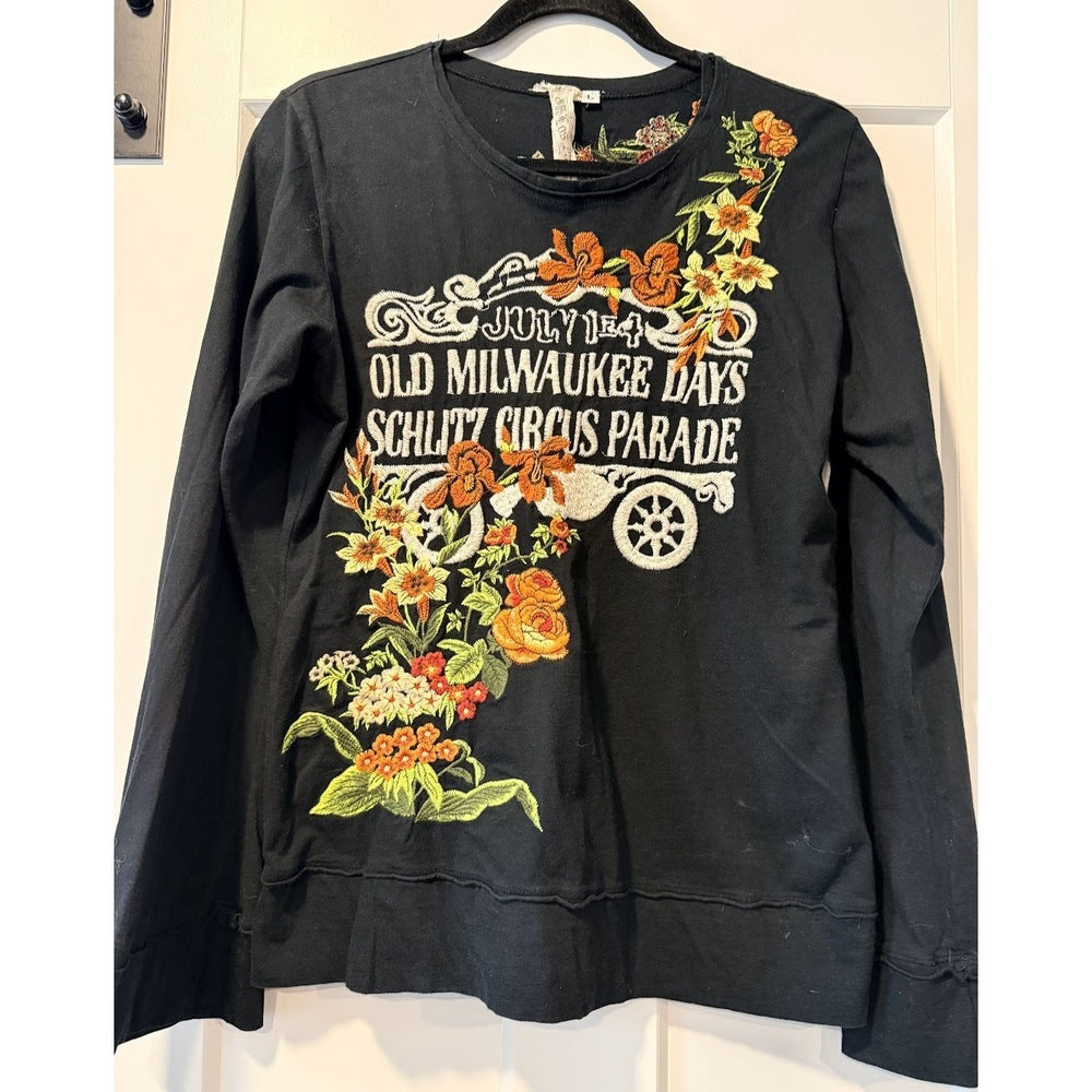 Vintage Miss Elaine Floral Embroidered Robe & Night Gown Set Sz XL