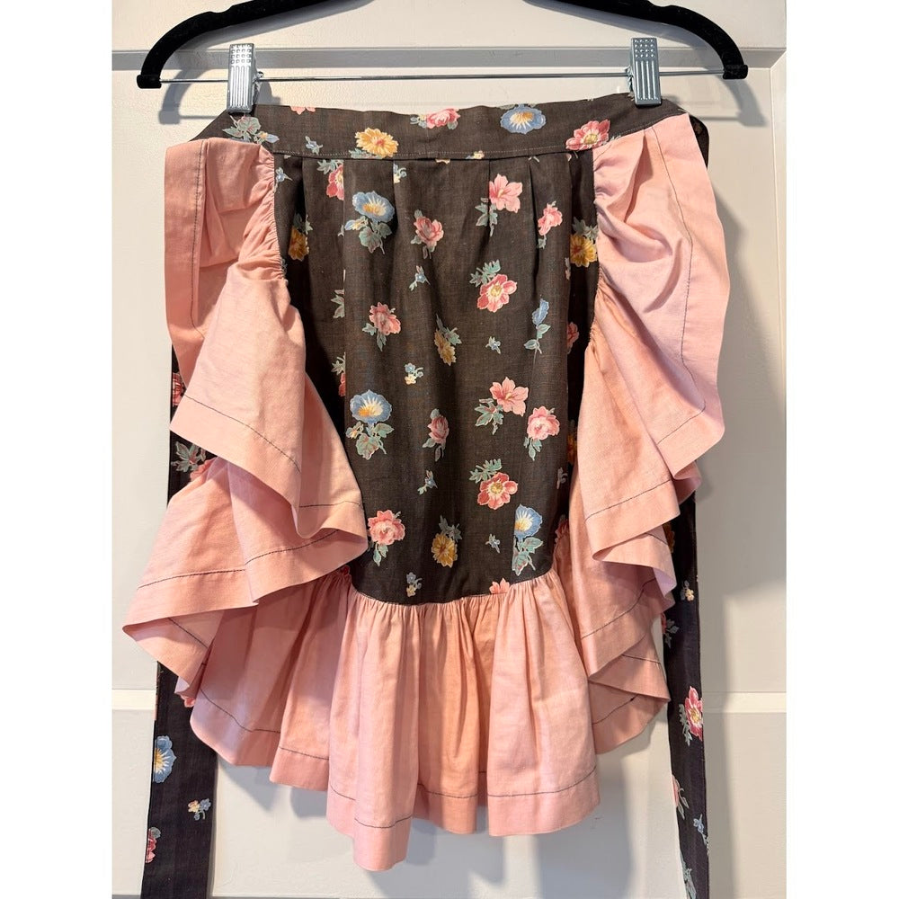 Vintage Floral Tie-Waist Half Apron