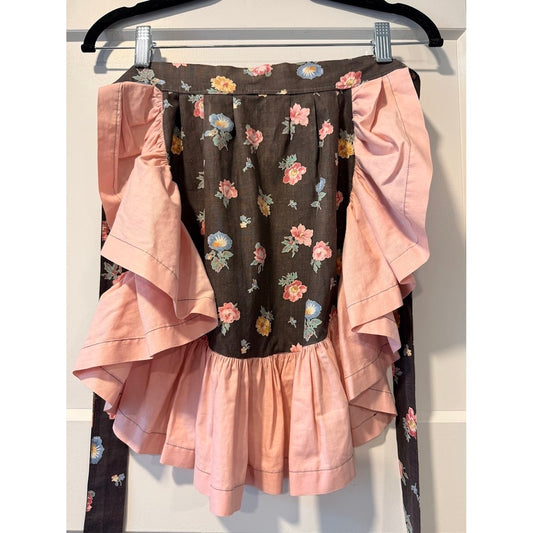 Vintage Floral Tie-Waist Half Apron