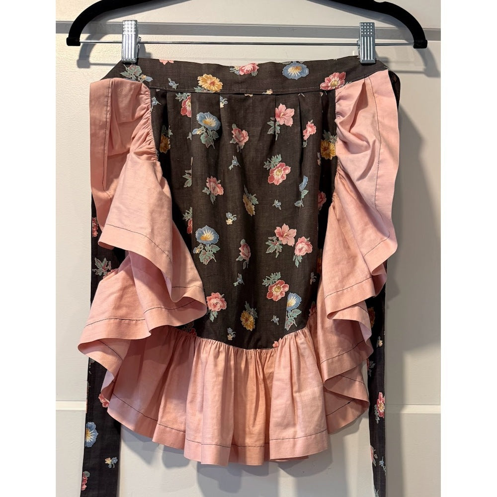 Vintage Floral Tie-Waist Half Apron