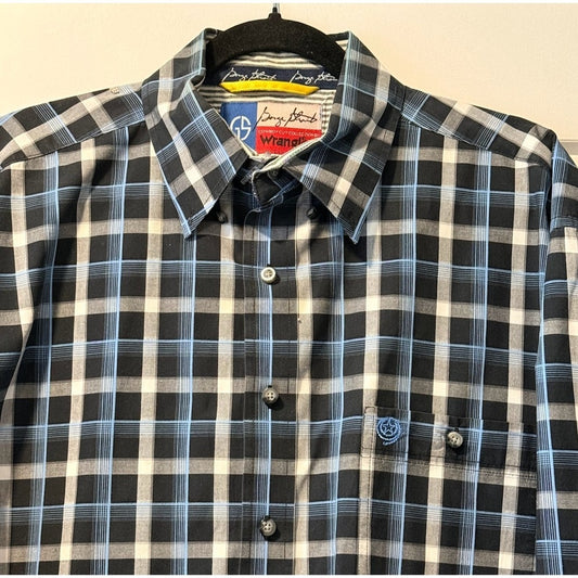 Vintage Wrangler George Strait Plaid Button-Front Cotton Shirt Men's Large