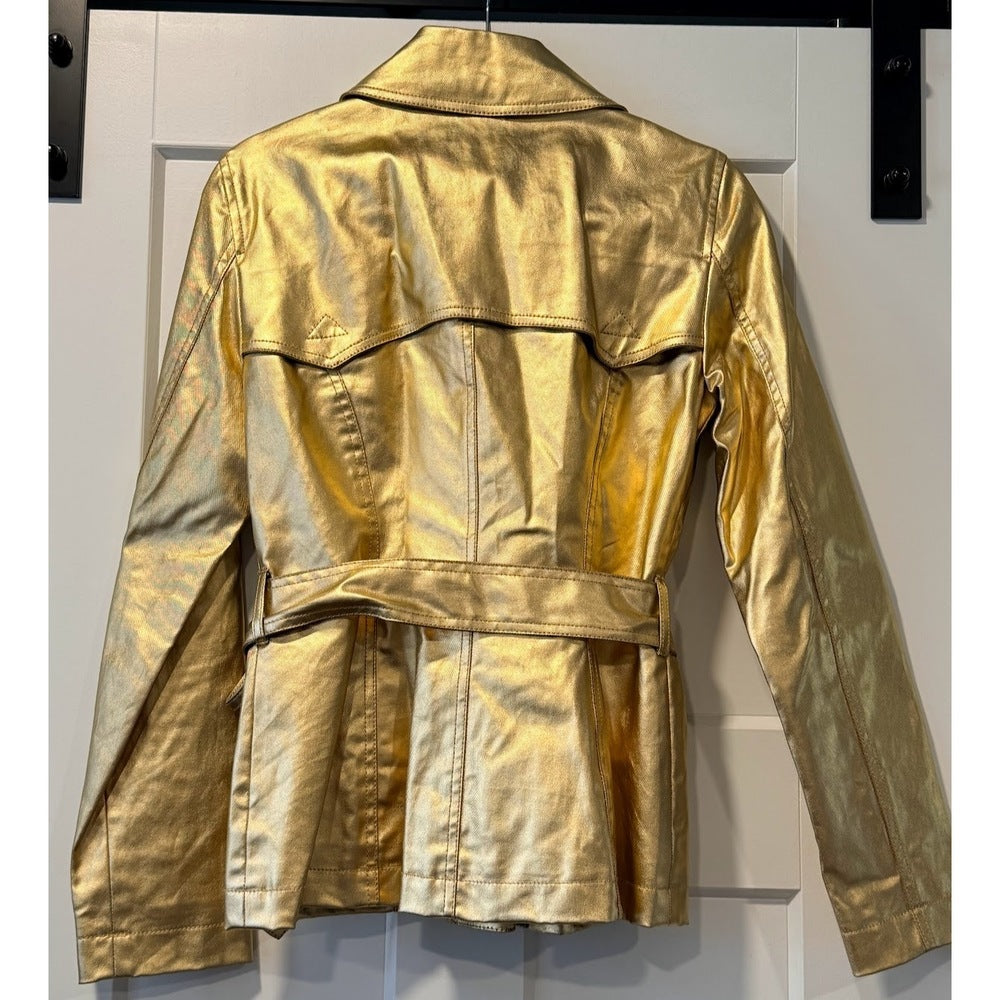 Ralph Lauren Gold Belted Trench-Style Jacket Ladies Size Small