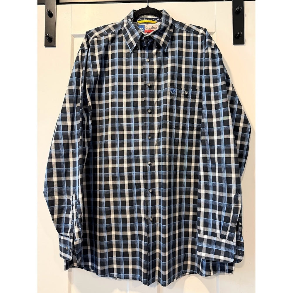 Vintage Wrangler George Strait Plaid Button-Front Cotton Shirt Men's Large