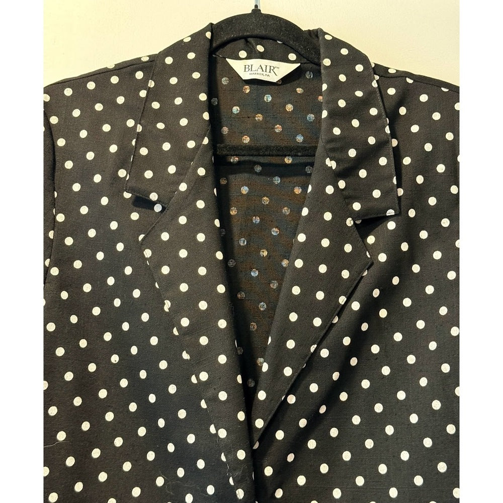 Vintage Blair Black & White Polka Dot Blazer Ladies Size 16