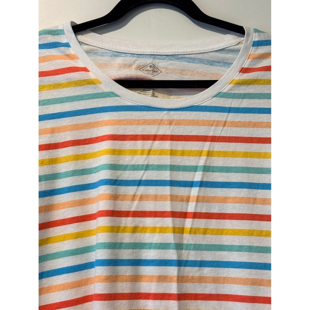 St. John's Bay Summery Striped Lightweight Tee Ladies Sz Medium
