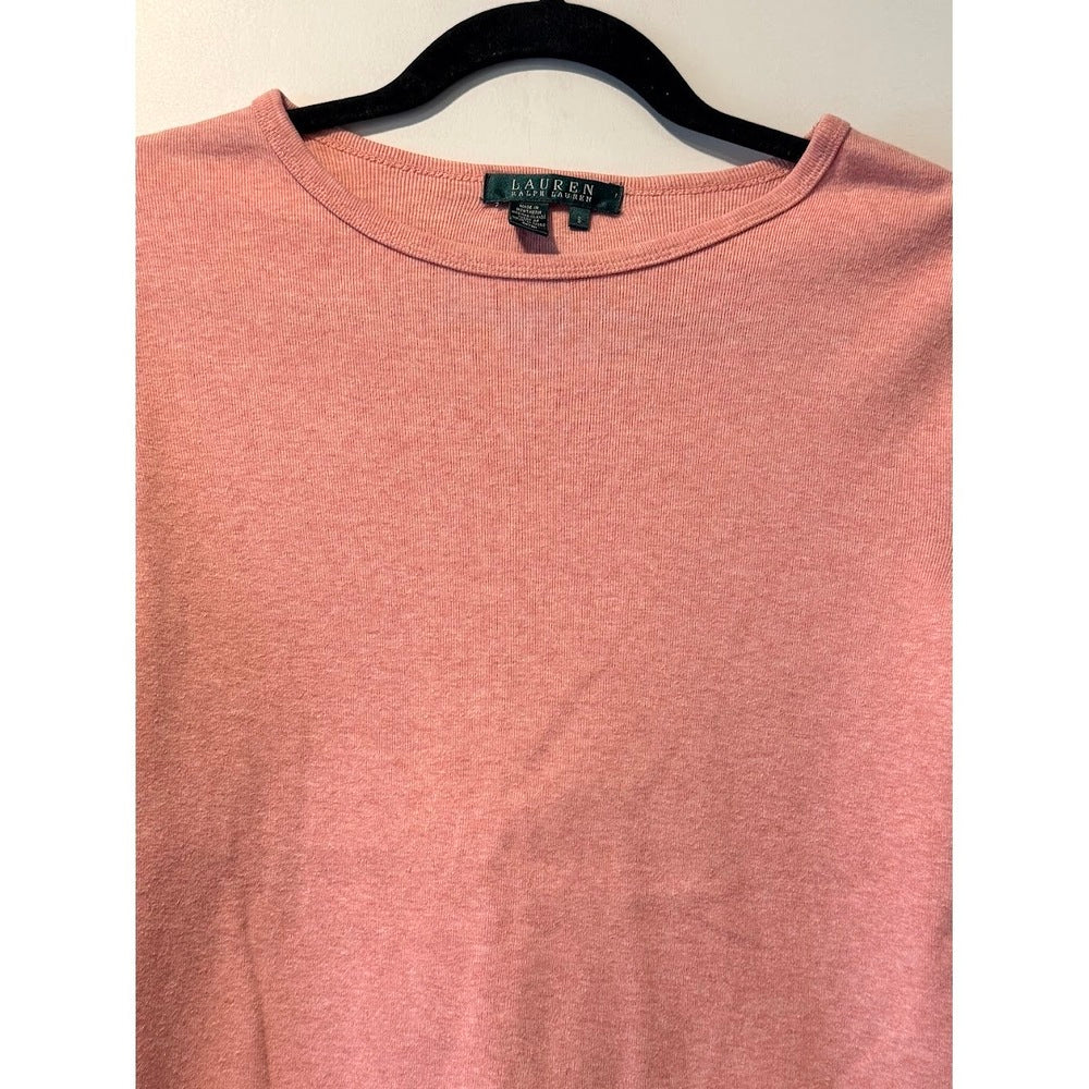 Ralph Lauren Long Sleeve Basic Cotton Knit Pink-Red Tee w/ Sleeve Pocket
