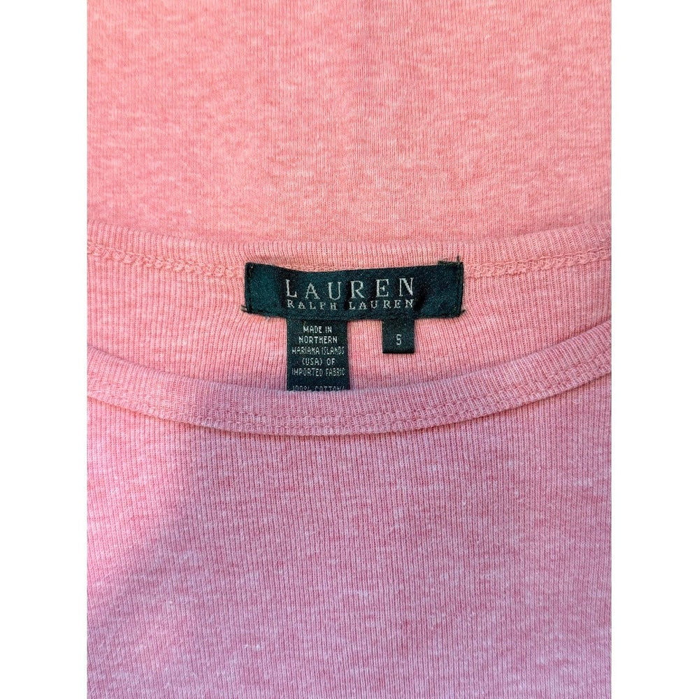 Ralph Lauren Long Sleeve Basic Cotton Knit Pink-Red Tee w/ Sleeve Pocket